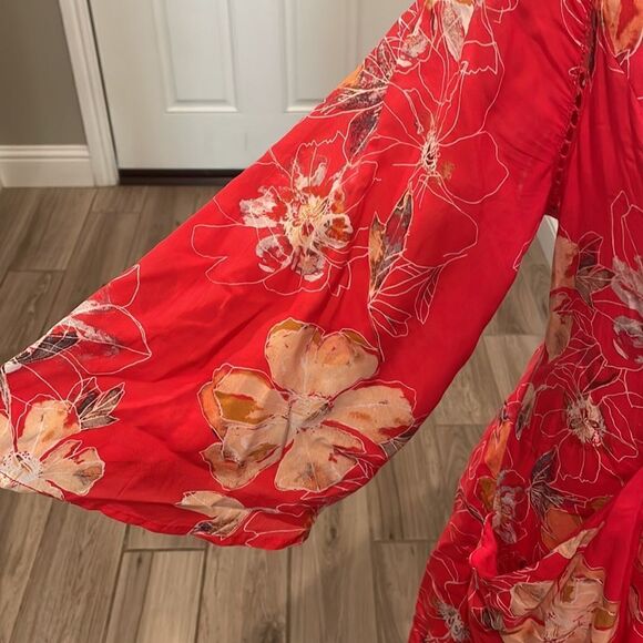 Free People Red Floral Mini Dress - Picture 5 of 9